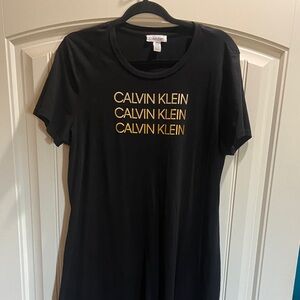 Calvin Klein Black Tee with Gold Lettering